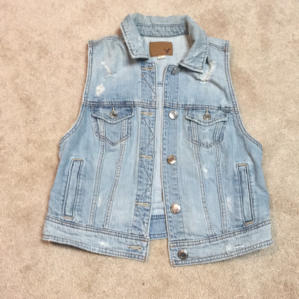 Destroyed denim vest from American Eagle